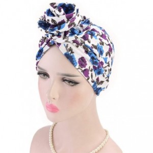 Skullies & Beanies ❤Newest Beautiful Women India Muslim Stretch Turban Hat Retro Print Hair Loss Head Scarf Wrap (Purple) - P...