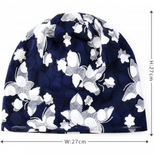Skullies & Beanies Floral Lace Beanie Hat Chemo Cap Stretch Slouchy Turban Headwear - Butterfly Sapphire - CH18CG6NS7L $18.41