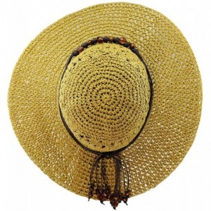 Sun Hats Women's Open Weaved Crushable Sun Hat w/Beaded String Trim - Beige - CS11ATGZT8T $21.63