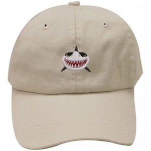 Baseball Caps Shark Face Cotton Baseball Dad Caps - Putty - CT17YERWMCR $24.65