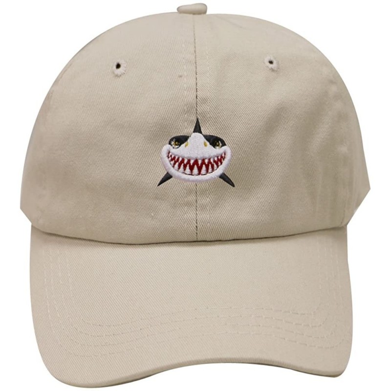 Baseball Caps Shark Face Cotton Baseball Dad Caps - Putty - CT17YERWMCR $23.40