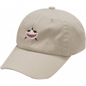 Baseball Caps Shark Face Cotton Baseball Dad Caps - Putty - CT17YERWMCR $23.40
