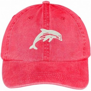 Baseball Caps Dolphin Embroidered Animal Series Low Profile Washed Cotton Cap - Red - CN12I2JKFOD $34.64
