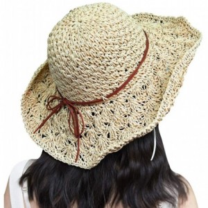 Sun Hats Summer Beach Sun Hats for Women Girls Foldable Floppy Summer Straw Hat Wide Brim Hat UV Protection - White - CE18R3Y...