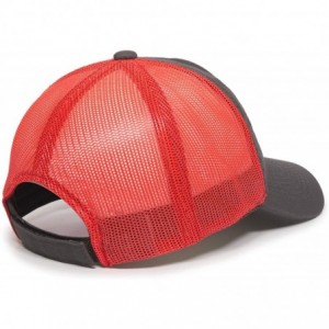 Baseball Caps Garment Washed Meshback Cap - Charcoal/Neon Red - C3182IMZ29A $20.15