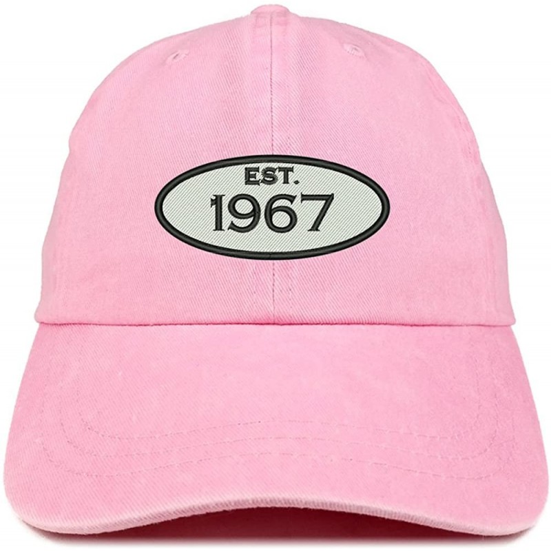 Baseball Caps Established 1967 Embroidered 53rd Birthday Gift Pigment Dyed Washed Cotton Cap - Pink - CL180MY4XGT $32.40