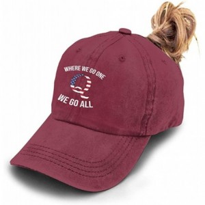 Baseball Caps Q Anon Where We Go One We Go All Vintage Washed Dyed Dad Hat Adjustable Baseball Hat - Ponytail Red - C0199MWE4...