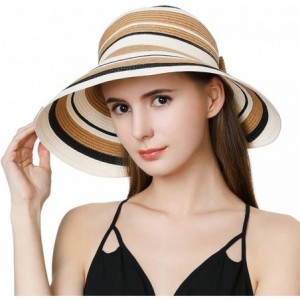 Visors Rollup Straw Sun Visor Foldable Wide Brim Travel Hat Freesize Ponytail Fashion - 99055_beige - CJ18D4KQU6R $33.18