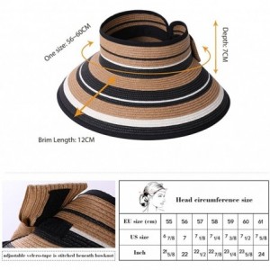 Visors Rollup Straw Sun Visor Foldable Wide Brim Travel Hat Freesize Ponytail Fashion - 99055_beige - CJ18D4KQU6R $28.33
