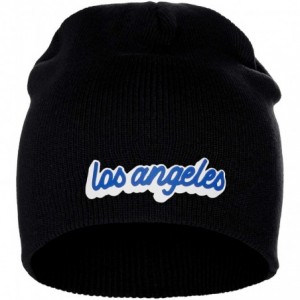 Skullies & Beanies Classic USA Cities Winter Knit Cuffless Beanie Hat 3D Raised Layer Letters - Los Angeles Black - White Roy...