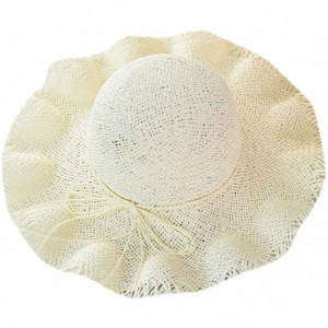 Sun Hats Manual Weave Crochet Hook Straw Boater Sun Hat - White - CM18SELQW0Q $54.18