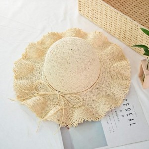 Sun Hats Manual Weave Crochet Hook Straw Boater Sun Hat - White - CM18SELQW0Q $54.18