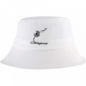 Bucket Hats Unisex Fashion Unique Word Embroidered Bucket Hat Summer Fisherman Cap for Men Women Teens - White Dandelion - CM...