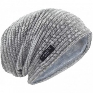 Skullies & Beanies Men's Slouchy Beanie Knit Crochet Rasta Cap for Summer Winter - Light Grey - CJ12LUZGD33 $24.59