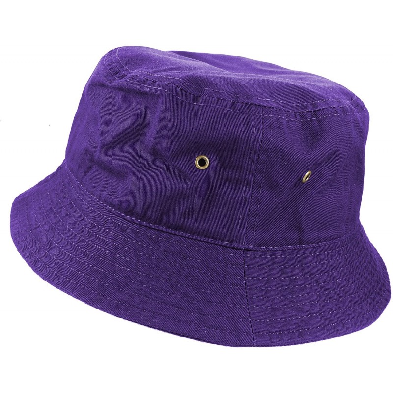 Bucket Hats 100% Cotton Packable Fishing Hunting Summer Travel Bucket Cap Hat - Purple - CE18DOME6WL $31.71