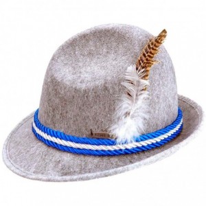 Fedoras Men's German Fedora Hat W/Bavarian Rope & Feather - Gray - C0110AYFN6D $24.16