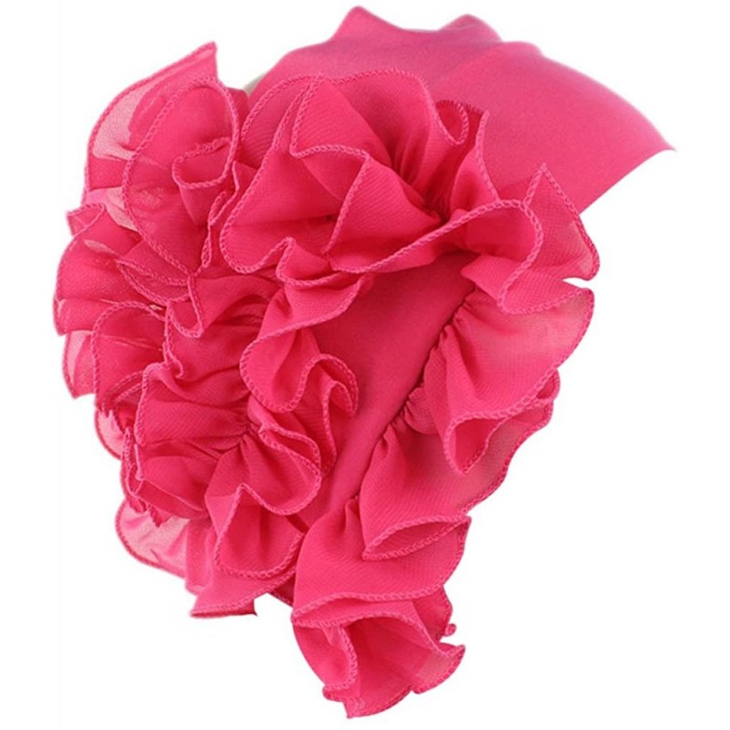 Cold Weather Headbands Womens Wrap Cap Flower Chemo Hat Beanie Scarf Turban Headband - Hot Pink - C918IO3TNNN $16.26