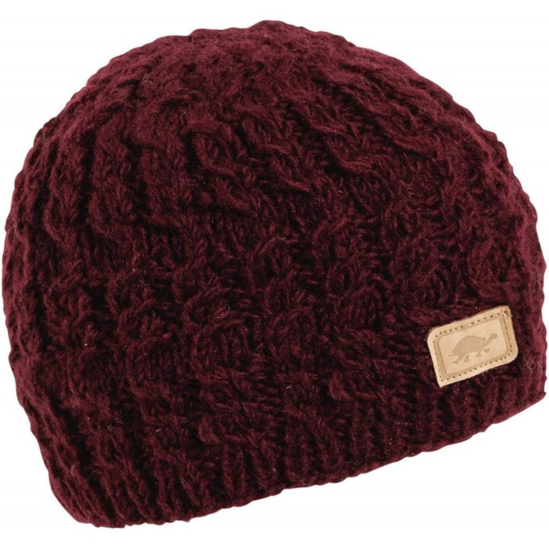 Skullies & Beanies Nepal Women's Mika Hand Knit Wool Beanie - Bordeaux - CG186RN5YAG $59.60