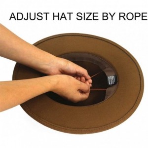 Fedoras Men & Women Vintage Wide Brim Fedora Hat with Belt Buckle - Black Belt-khaki - CC18WNDN57S $43.13