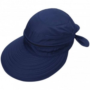 Sun Hats Women Bowknot Sun Hat Wide Large Brim Visor Hat Cap Summer Beach Hat - Navy Blue - CW12GKJS2D3 $33.78