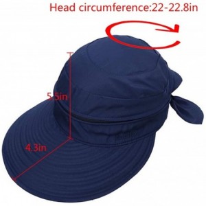 Sun Hats Women Bowknot Sun Hat Wide Large Brim Visor Hat Cap Summer Beach Hat - Navy Blue - CW12GKJS2D3 $30.83