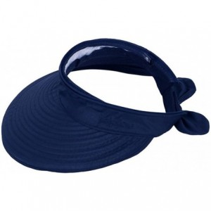 Sun Hats Women Bowknot Sun Hat Wide Large Brim Visor Hat Cap Summer Beach Hat - Navy Blue - CW12GKJS2D3 $30.83