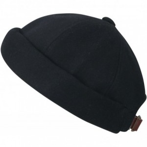 Skullies & Beanies Solid Color Cotton Short Beanie Strap Back Casual Hat Soft Cap - Black - C0188OZKZHE $50.52