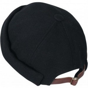 Skullies & Beanies Solid Color Cotton Short Beanie Strap Back Casual Hat Soft Cap - Black - C0188OZKZHE $43.55