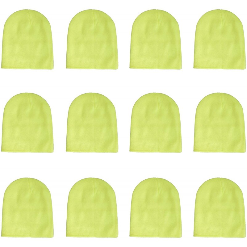 Skullies & Beanies Knit Skull Cap Warm Winter Slouchy Beanies Hat 9 Inch Long - 12pcs - Yellow - CZ18T2D0QDG $38.86