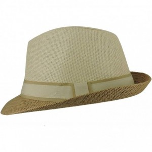 Fedoras Fedora Straw Hat for Mens Women Sun Beach Derby Panama Summer Hats w Brim Black to White - 2 Tone Tan - C012BWNNX1X $...