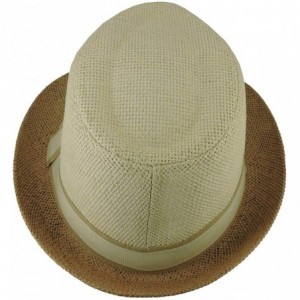 Fedoras Fedora Straw Hat for Mens Women Sun Beach Derby Panama Summer Hats w Brim Black to White - 2 Tone Tan - C012BWNNX1X $...