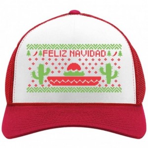 Baseball Caps Feliz Navidad Mexican Ugly Christmas Cap Funny Xmas Party Trucker Hat Mesh Cap - Red/White - C318889C5TR $24.52