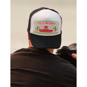 Baseball Caps Feliz Navidad Mexican Ugly Christmas Cap Funny Xmas Party Trucker Hat Mesh Cap - Red/White - C318889C5TR $24.52