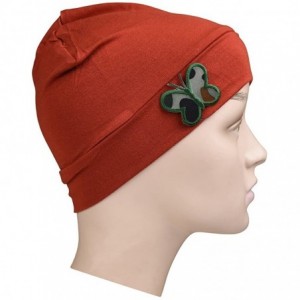 Skullies & Beanies Soft Chemo Cap Cancer Beanie with Green Camo Butterfly - Rust - CC12O8N2WET $32.88