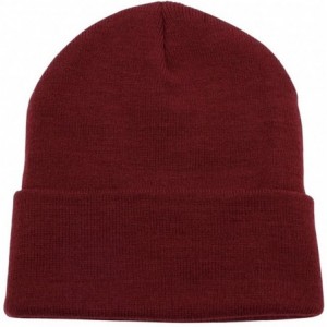 Skullies & Beanies Warm Winter Hat Knit Beanie Skull Cap Cuff Beanie Hat Winter Hats for Men - Burgundy - CG12O34VQ2E $16.96