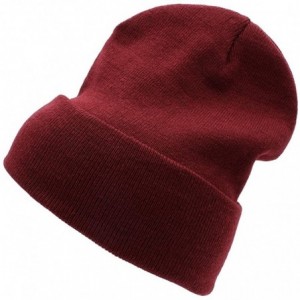 Skullies & Beanies Warm Winter Hat Knit Beanie Skull Cap Cuff Beanie Hat Winter Hats for Men - Burgundy - CG12O34VQ2E $14.91