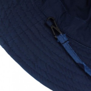 Sun Hats Women Bucket Hat Packable Cotton Reversible Sun Hat with Detachable Cord - Navy - CJ18S72YGE0 $29.80