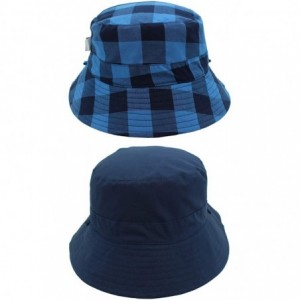 Sun Hats Women Bucket Hat Packable Cotton Reversible Sun Hat with Detachable Cord - Navy - CJ18S72YGE0 $29.80