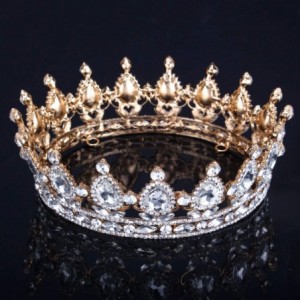 Headbands Vintage Wedding Crystal Rhinestone Crown Bridal Queen King Tiara Crowns-More diamond green - More diamond green - C...
