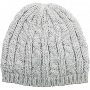 Skullies & Beanies Women's Cable Knit Cold Weather Beanie Hat with Warm Fleece Lining - Smartdri Heather Grey - CC18HA5GULG $...