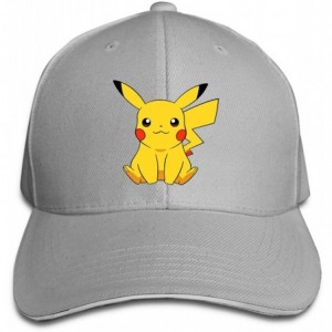 Baseball Caps Unisex Pikachu Anime Cotton Snapback Caps Dry and Crisp Cool TravelMid Crown Curved Bill Tennis Cap - Gray - CQ...