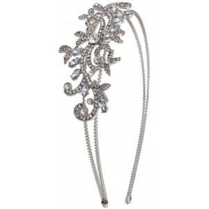 Headbands Silvertone Vintage Flower Vines Bridal Bride Hard Headband - C012HL7HSFV $21.88