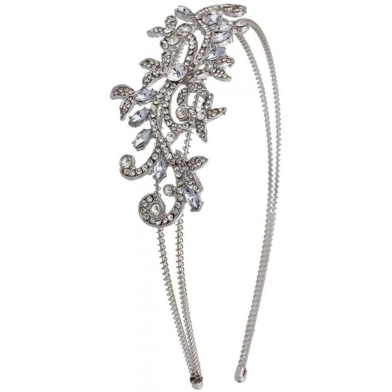 Headbands Silvertone Vintage Flower Vines Bridal Bride Hard Headband - C012HL7HSFV $17.99