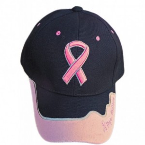 Baseball Caps Pink Or Black Breast Cancer Awareness Hats with Pink Ribbon - Black - C312N733ESQ $18.41