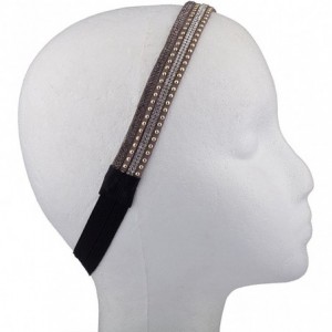 Headbands Beaded Studded Grey Stretch Headband - CL127M2YPWT $18.83