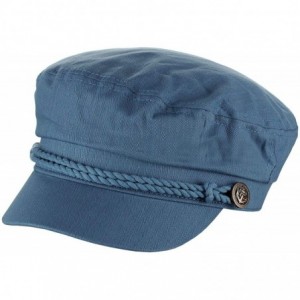 Newsboy Caps Unisex 100% Cotton Greek Fisherman Sailor Fiddler Driver Cap Hat - Indigo Blue - CG18RN3RORT $30.36