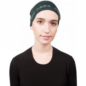 Skullies & Beanies Womens Soft Sleep Cap Comfy Cancer Hat with Rhinestone Swirly Chain Applique - Hunter - C917XXMH6I6 $36.82