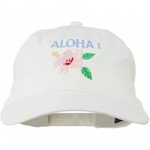 Baseball Caps Hawaii Flower Aloha Embroidered Washed Cap - White - CZ11RNPILTJ $45.20