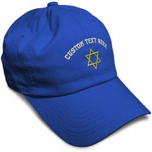 Baseball Caps Custom Soft Baseball Cap Star of David Jewish B Embroidery Twill Cotton - Royal Blue - C318SHIYOGZ $37.94