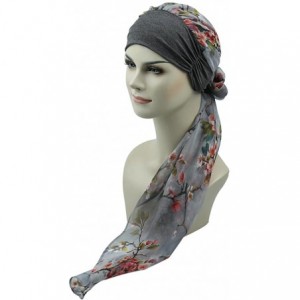 Skullies & Beanies Chemo Headwear Headwrap Scarf Cancer Caps Gifts for Hair Loss Women - Gray Pink - CG18CHXSSHM $30.87